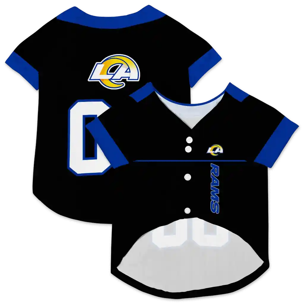 custom-los-angeles-rams-tuxedo-print-blue-black-pet-jersey-high-quality.webp