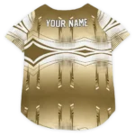 Custom New Orleans Football Style Dog Jersey - Geometric Burst Gold and White