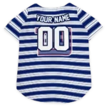 Custom New York Giants Football Style Dog Jersey - Button Front Blue and White