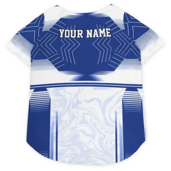 Custom New York Giants Football Style Dog Jersey - Hexagon Burst Blue and White