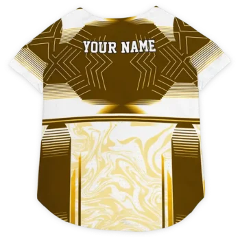 Custom Pittsburgh Football Style Dog Jersey - Hexagon Burst Gold and White