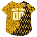 Custom Pittsburgh Football Style Dog Jersey - T-Rex Patterns Gold