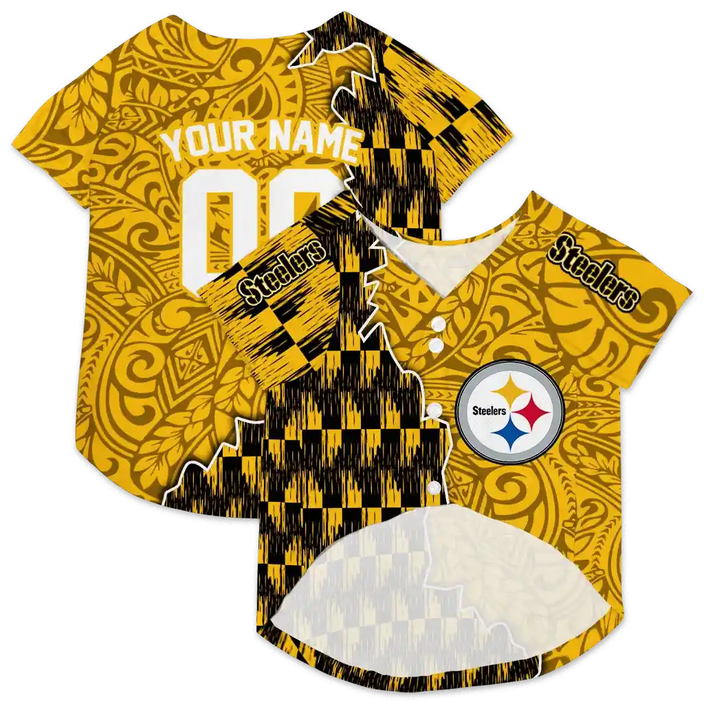 custom-pittsburgh-steelers-t-rex-patterns-gold-pet-jersey-high-quality.webp