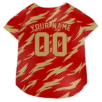 Custom San Francisco Football Style Dog Jersey - Lightning Streaks Red
