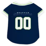 Custom Seattle Football Style Dog Jersey - Big Diamond Stripe Blue and White