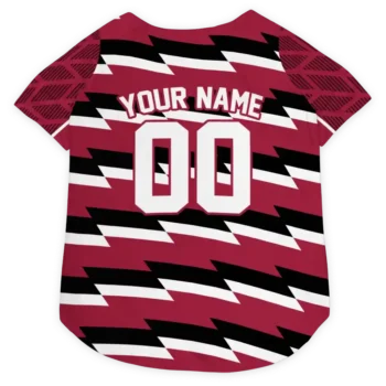 Custom Arizona Football Style Dog Jersey - Bolt Rows Red and White