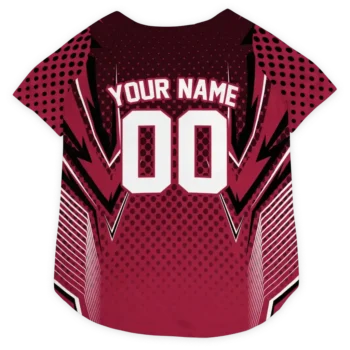 Custom Arizona Football Style Dog Jersey - Chevron Polka Red