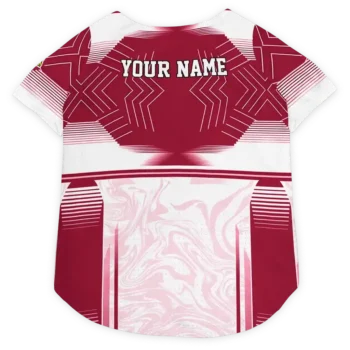 Custom Arizona Football Style Dog Jersey - Hexagon Burst Red and White