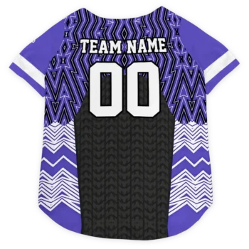 Custom Baltimore Football Style Dog Jersey - Chevron Zigzag Black and Purple