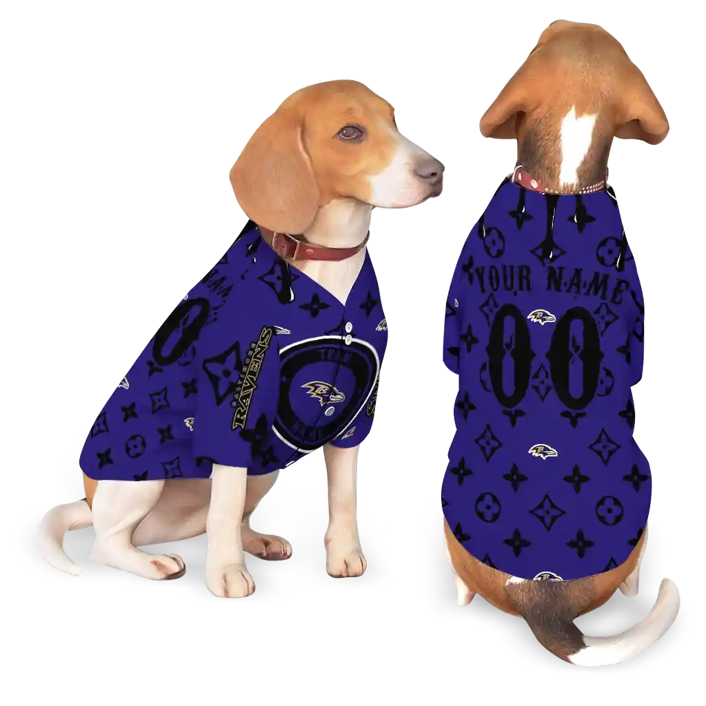 customized-baltimore-ravens-monogram-classic-purple-pet-jersey-latest-model.webp