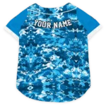 Custom Carolina Football Style Dog Jersey - Daring Camo Blue