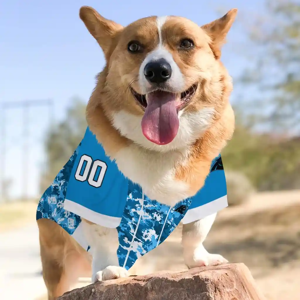customized-carolina-panthers-daring-camo-blue-pet-jersey-top-rated.webp