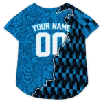 Custom Carolina Football Style Dog Jersey - T-Rex Patterns Blue