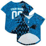 customized-carolina-panthers-t-rex-patterns-blue-pet-jersey-best-selling.webp