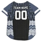 Custom Chicago Football Style Dog Jersey - Chevron Zigzag Black and Blue
