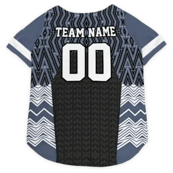Custom Chicago Football Style Dog Jersey - Chevron Zigzag Black and Blue