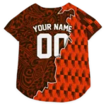 Custom Cleveland Football Style Dog Jersey - T-Rex Patterns Brown