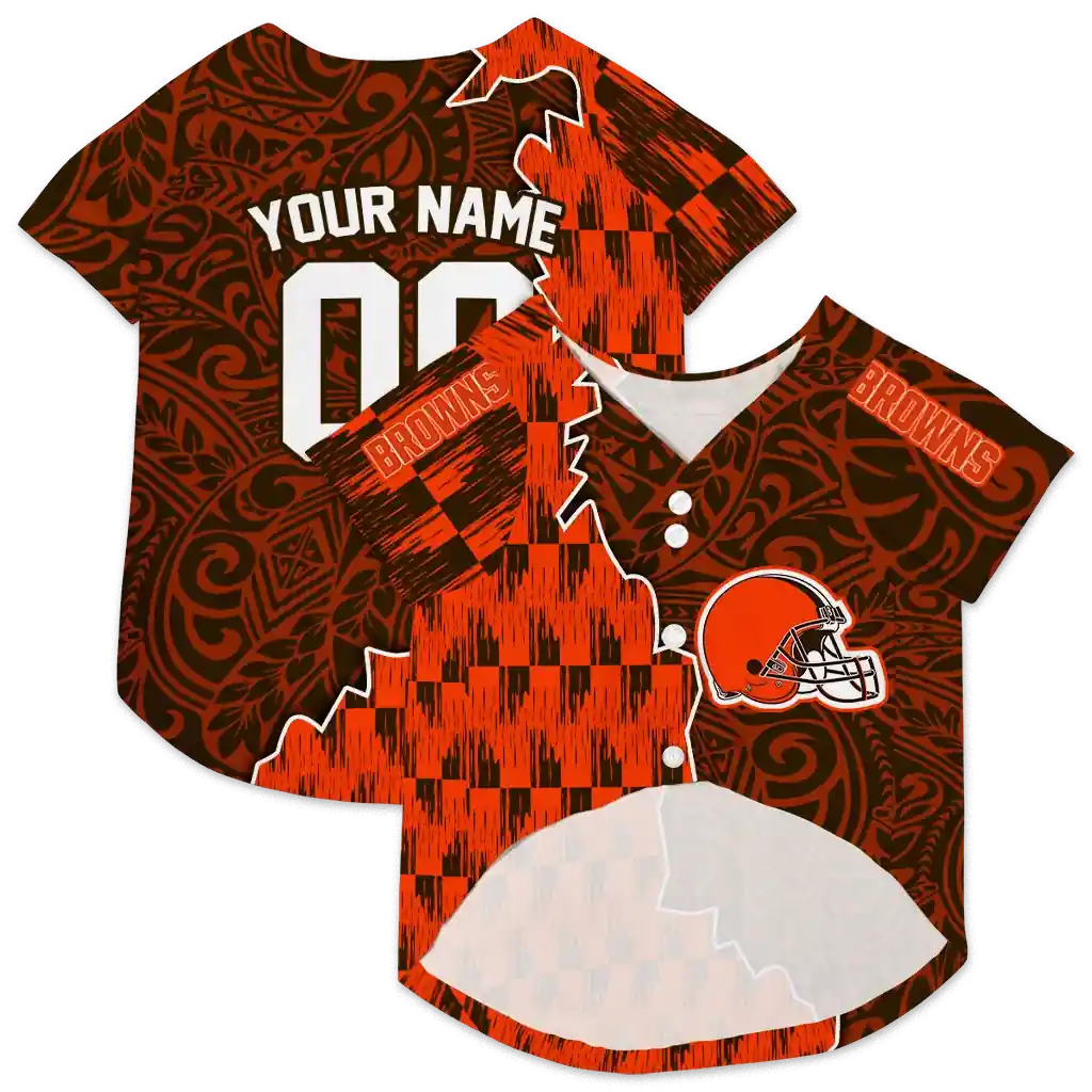 customized-cleveland-browns-t-rex-patterns-brown-pet-jersey-high-quality.webp
