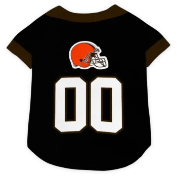 Custom Cleveland Football Style Dog Jersey - Tuxedo Print Black and Brown