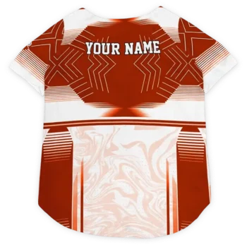 Custom Denver Football Style Dog Jersey - Hexagon Burst Orange and White