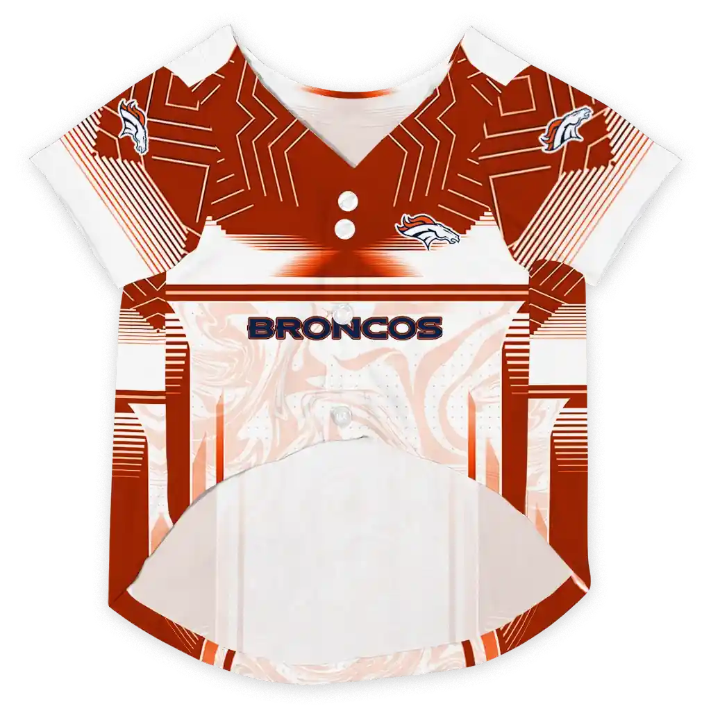 customized-denver-broncos-hexagon-burst-orange-white-pet-jersey-fashion-forward.webp