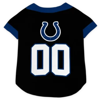 Custom Indianapolis Football Style Dog Jersey - Tuxedo Print Black and Blue