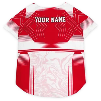 Custom Kansas City Football Style Dog Jersey - Hexagon Burst Red and White