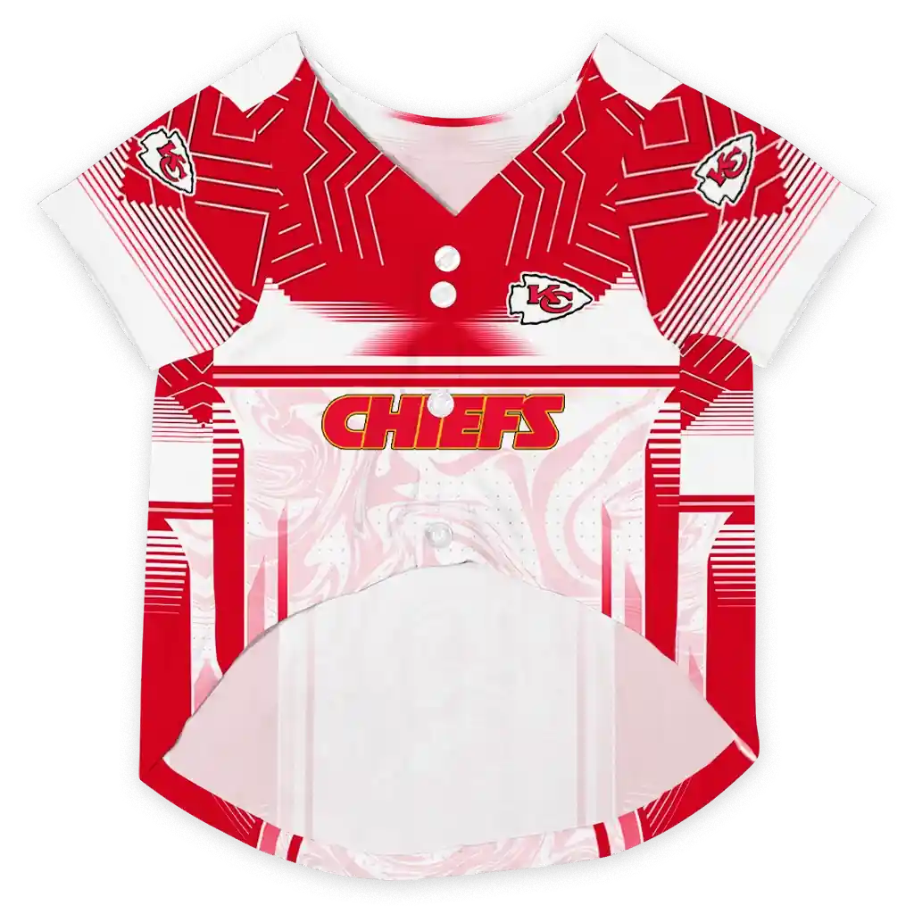 customized-kansas-city-chiefs-hexagon-burst-red-white-pet-jersey-fashion-forward.webp