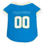 Custom Los Angeles Chargers Football Style Dog Jersey - Big Diamond Stripe Blue and White