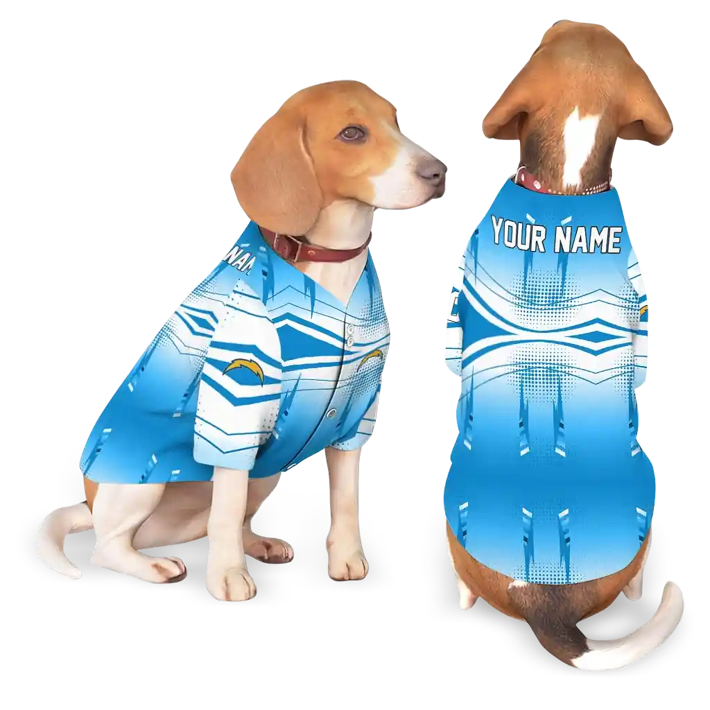 customized-los-angeles-chargers-geometric-burst-blue-white-pet-jersey-latest-model.webp