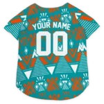 Custom Miami Football Style Dog Jersey - Arrowhead Layers Aqua