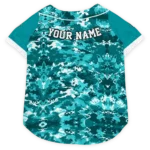 Custom Miami Football Style Dog Jersey - Daring Camo Aqua