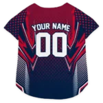 Custom New England Football Style Dog Jersey - Chevron Polka Blue