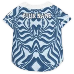Custom New England Football Style Dog Jersey - Wavy Energy Blue