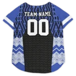 Custom New York Giants Football Style Dog Jersey - Chevron Zigzag Black and Blue