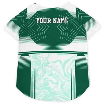 Custom New York Jets Football Style Dog Jersey - Hexagon Burst Green and White