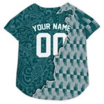Custom Philadelphia Football Style Dog Jersey - T-Rex Patterns Green