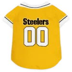 Custom Pittsburgh Football Style Dog Jersey - Big Diamond Stripe Gold and White