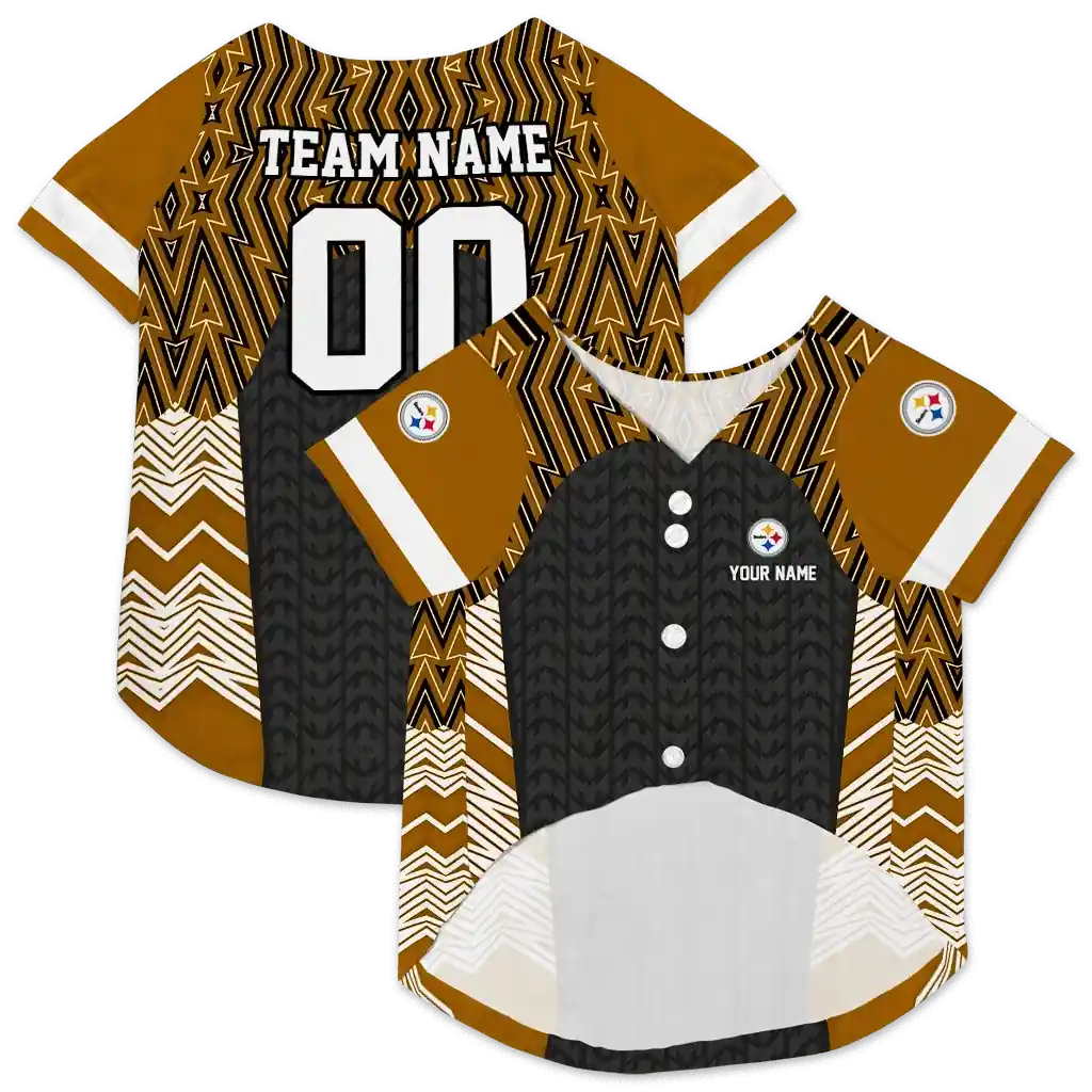 customized-pittsburgh-steelers-chevron-zigzag-gold-black-pet-jersey-high-quality.webp