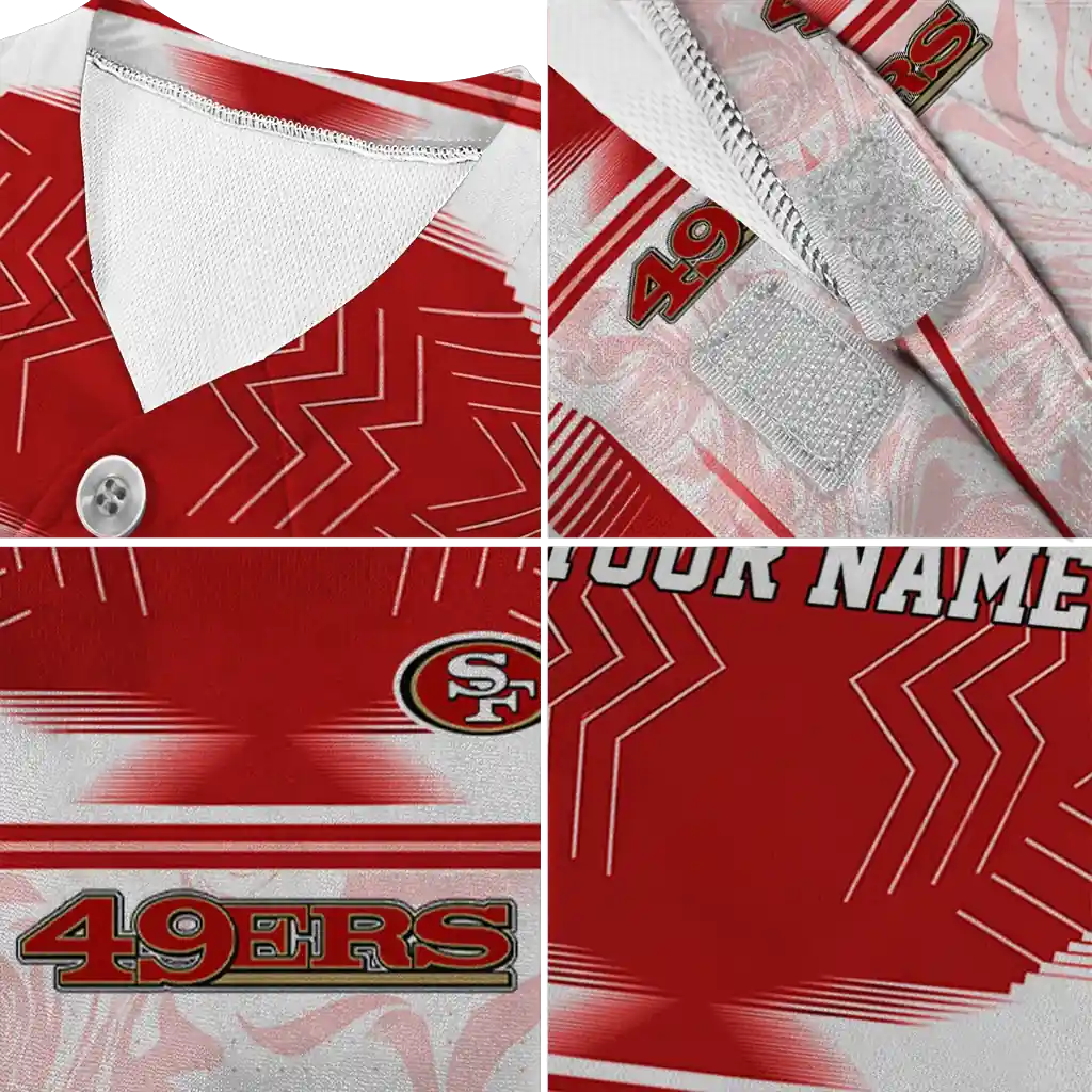 customized-san-francisco-49ers-hexagon-burst-red-white-pet-jersey-premium-grade.webp