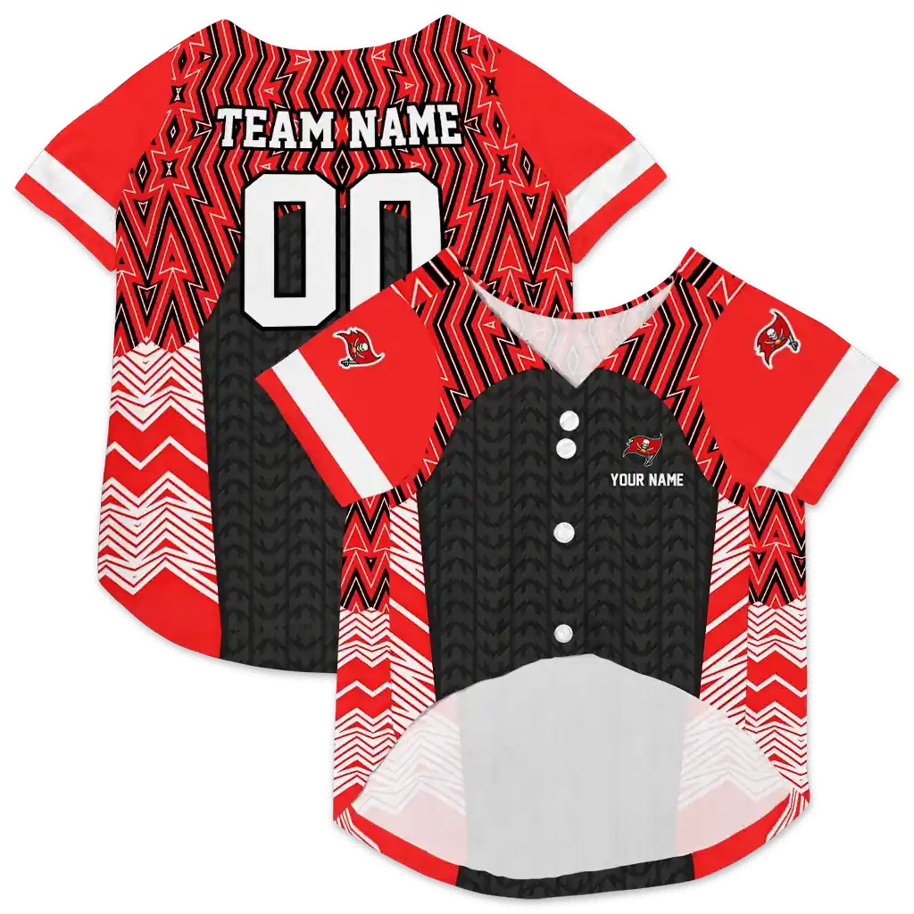 customized-tampa-bay-buccaneers-chevron-zigzag-red-black-pet-jersey-high-quality.webp