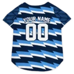 Custom Tennessee Football Style Dog Jersey - Bolt Rows Navy and White
