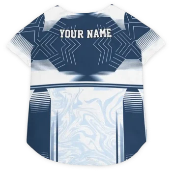 Custom Tennessee Football Style Dog Jersey - Hexagon Burst Navy and White