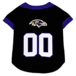 Custom Baltimore Football Style Dog Jersey - Tuxedo Print Black and Purple