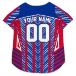 Custom Buffalo Football Style Dog Jersey - Vivid Chevron Blue