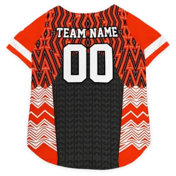 Custom Cincinnati Football Style Dog Jersey - Chevron Zigzag Black and Orange