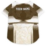 Custom Cleveland Football Style Dog Jersey - Hexagon Burst Brown and White