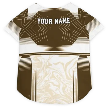 Custom Cleveland Football Style Dog Jersey - Hexagon Burst Brown and White