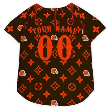 Custom Cleveland Football Style Dog Jersey - Monogram Classic Brown