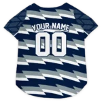Custom Dallas Football Style Dog Jersey - Bolt Rows Blue and White